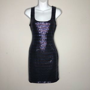 As U Wish blue and purple sequin dress.